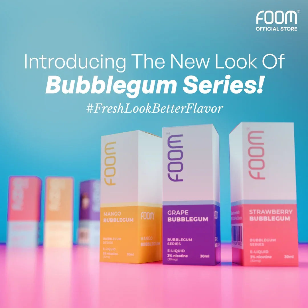 FOOM Liquid Vape Salt Nic Enak dan Pods Vape Terbaik | 8997024695249-bubblegum_series_-_cover