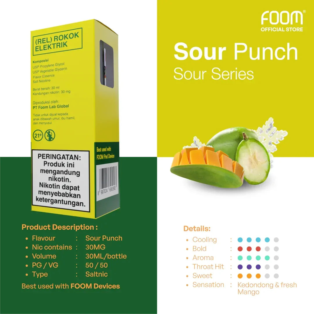 FOOM Liquid Vape Salt Nic Enak dan Pods Vape Terbaik | 8997024695393-sour_punch_-_details