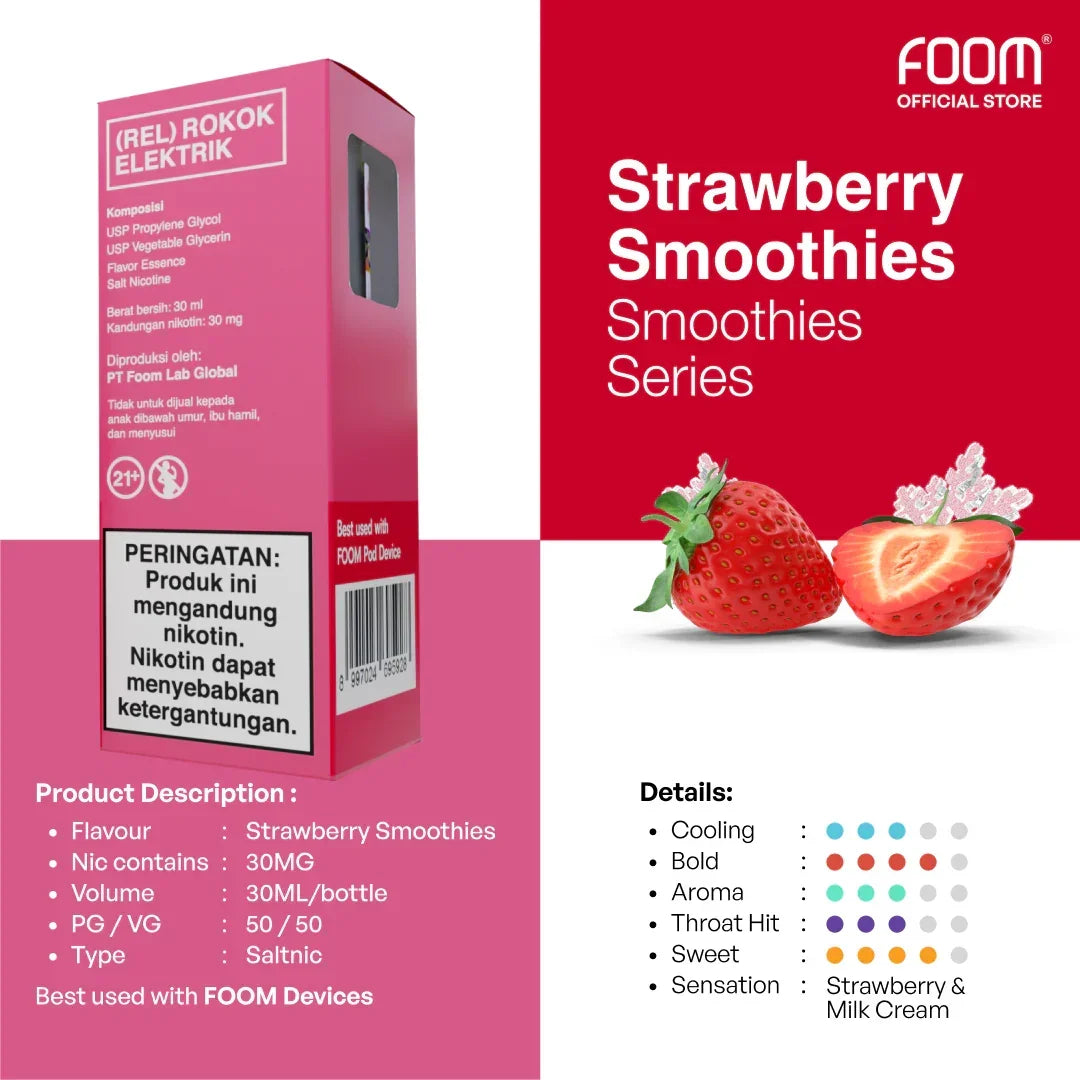 FOOM Liquid Vape Salt Nic Enak dan Pods Vape Terbaik | 8997024695928-strawberry_smoothies