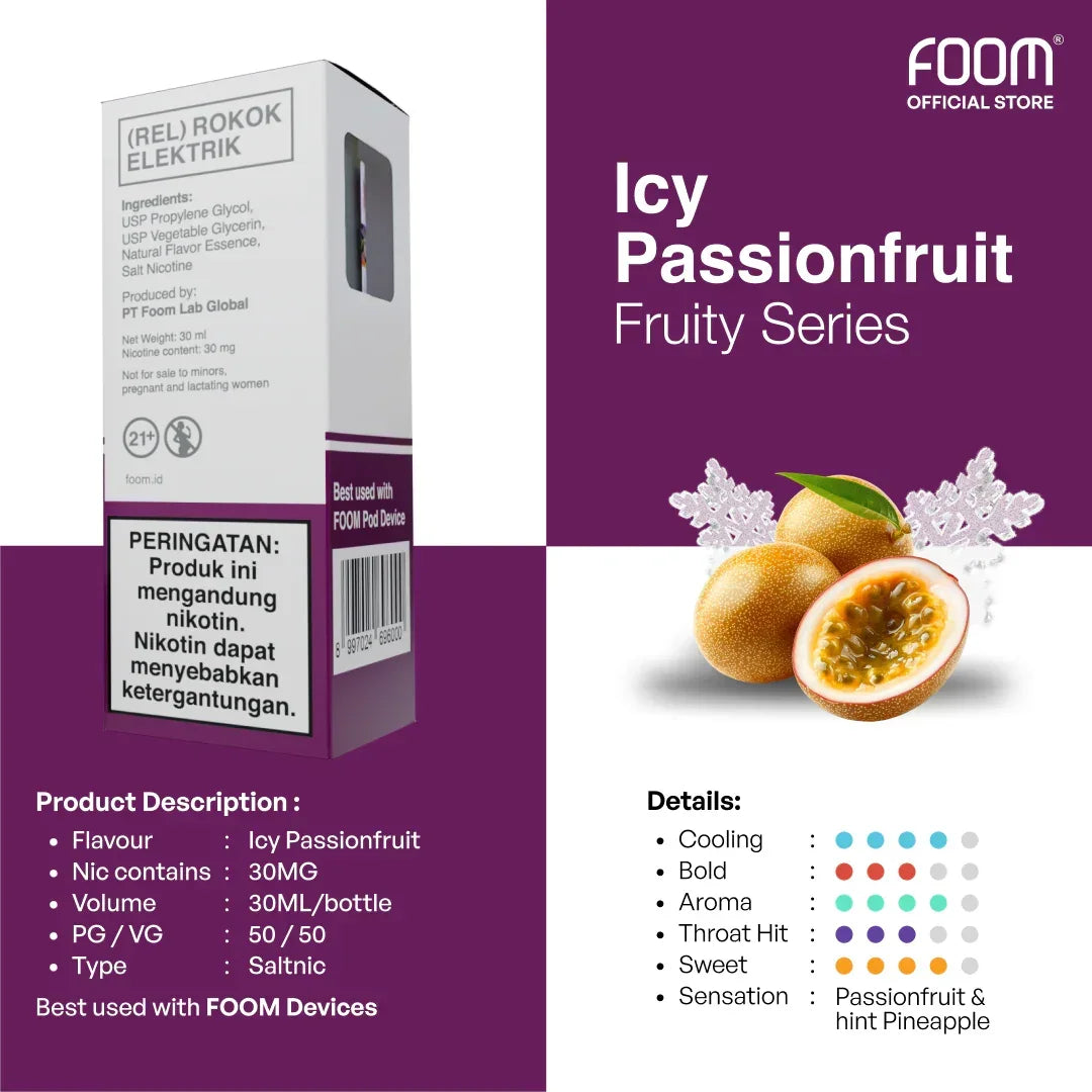 FOOM Liquid Vape Salt Nic Enak dan Pods Vape Terbaik | 8997024696000-icy_passionfruit_-_details