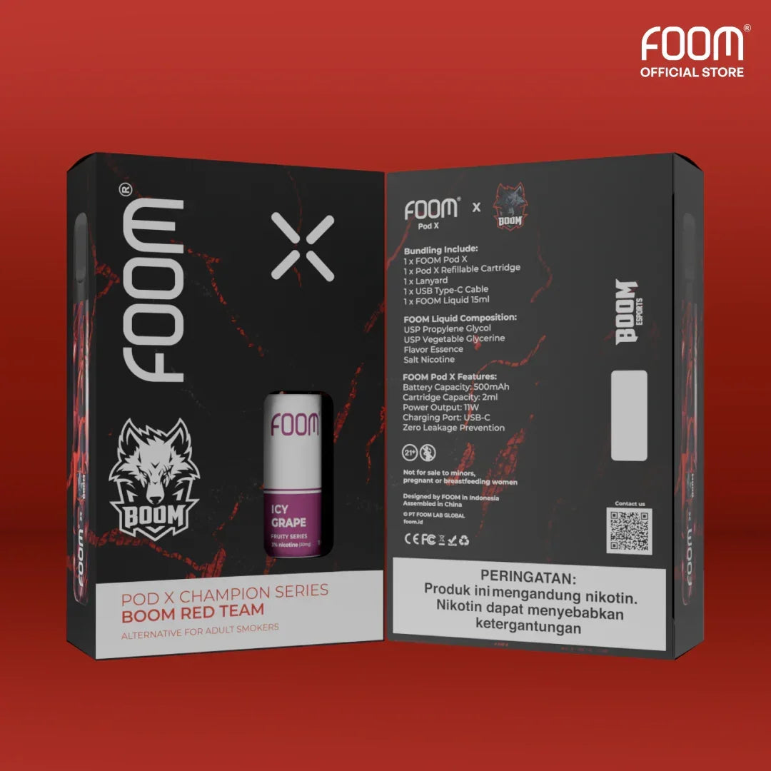 FOOM Liquid Vape Salt Nic Enak dan Pods Vape Terbaik | FOOM_RED_TEAM_GRAPE
