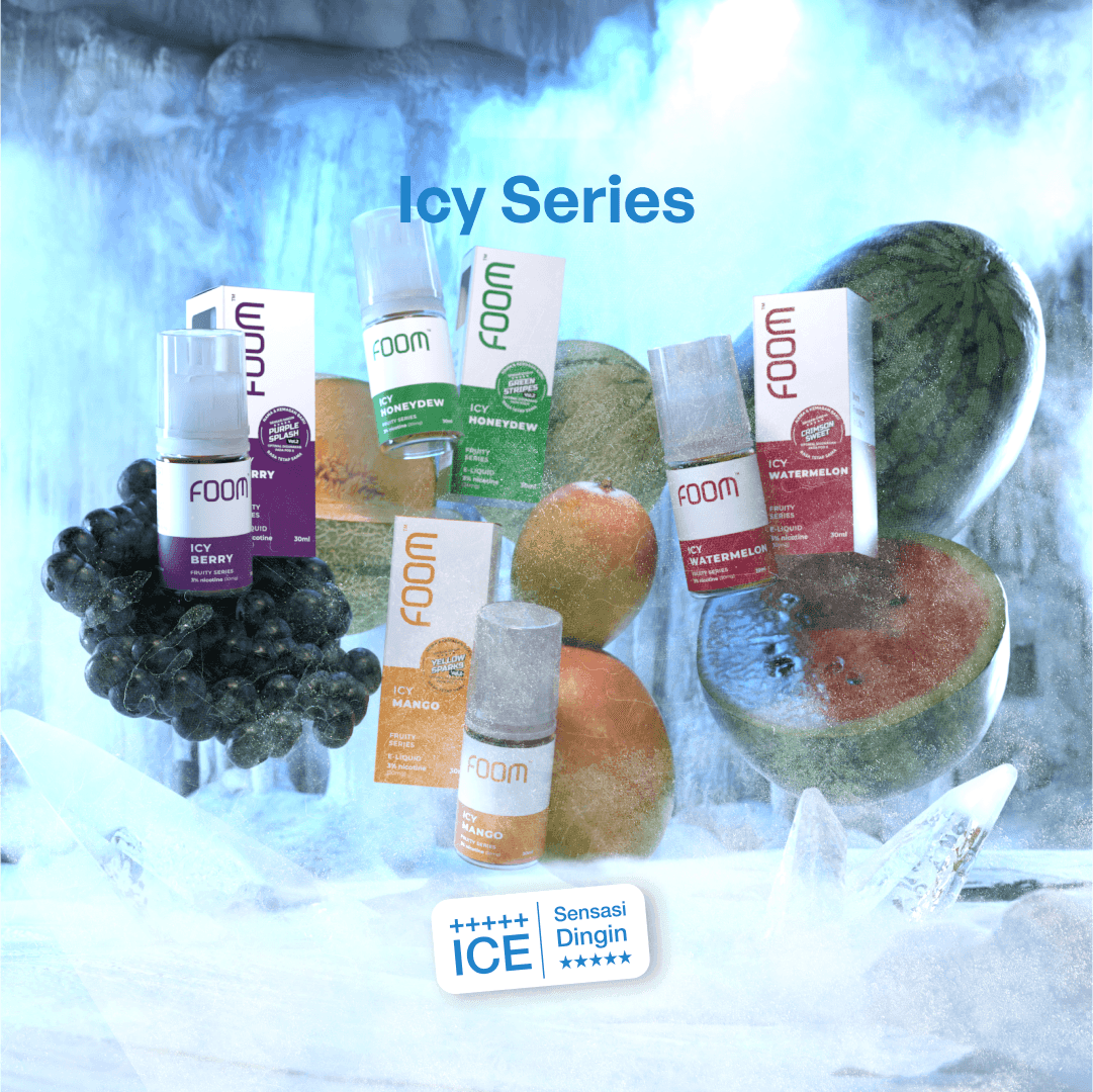 Paket Bulanan FOOM Cartridge + Liquid Fruity V2 Series | Liquid Vape Salt Nic Enak dan Pods Vape Terbaik - FOOM