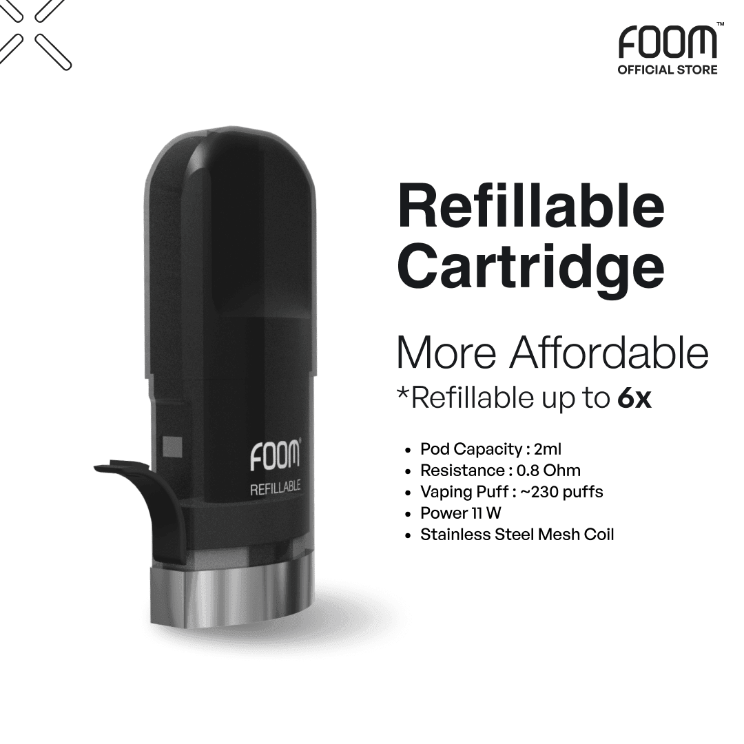 Paket Bulanan FOOM Cartridge + Liquid Fruity V2 Series | Liquid Vape Salt Nic Enak dan Pods Vape Terbaik - FOOM
