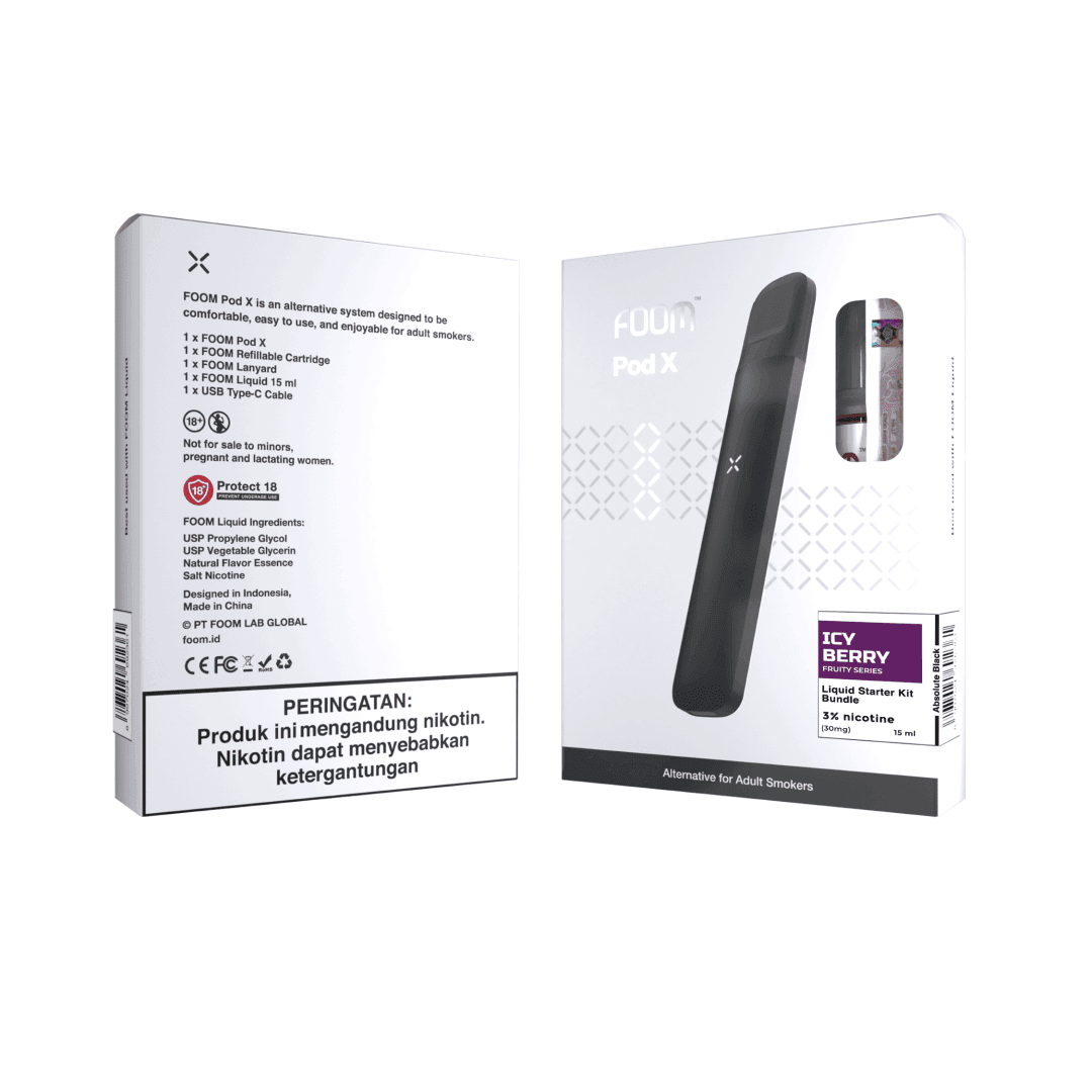 Pod X ABSOLUTE BLACK Bundling Icy Berry 15 ml | Liquid Vape Salt Nic Enak dan Pods Vape Terbaik - FOOM