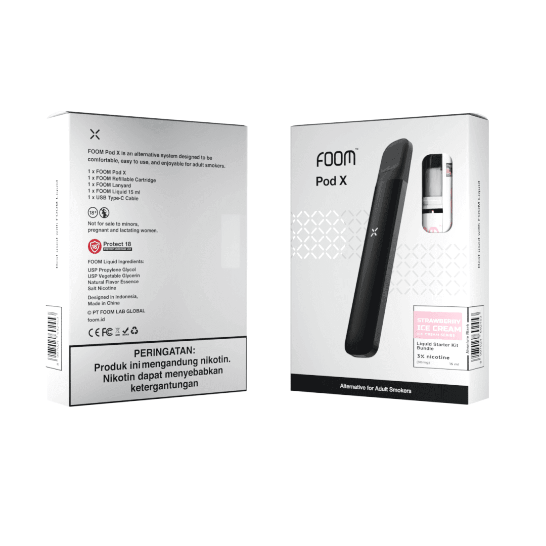 Pod X ABSOLUTE BLACK Bundling Strawberry Ice Cream 15 ml | Liquid Vape Salt Nic Enak dan Pods Vape Terbaik - FOOM
