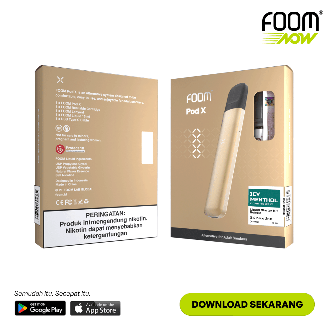 Pod X BRILLIANT GOLD Bundling Liquid 15 mL | Liquid Vape Salt Nic Enak dan Pods Vape Terbaik - FOOM