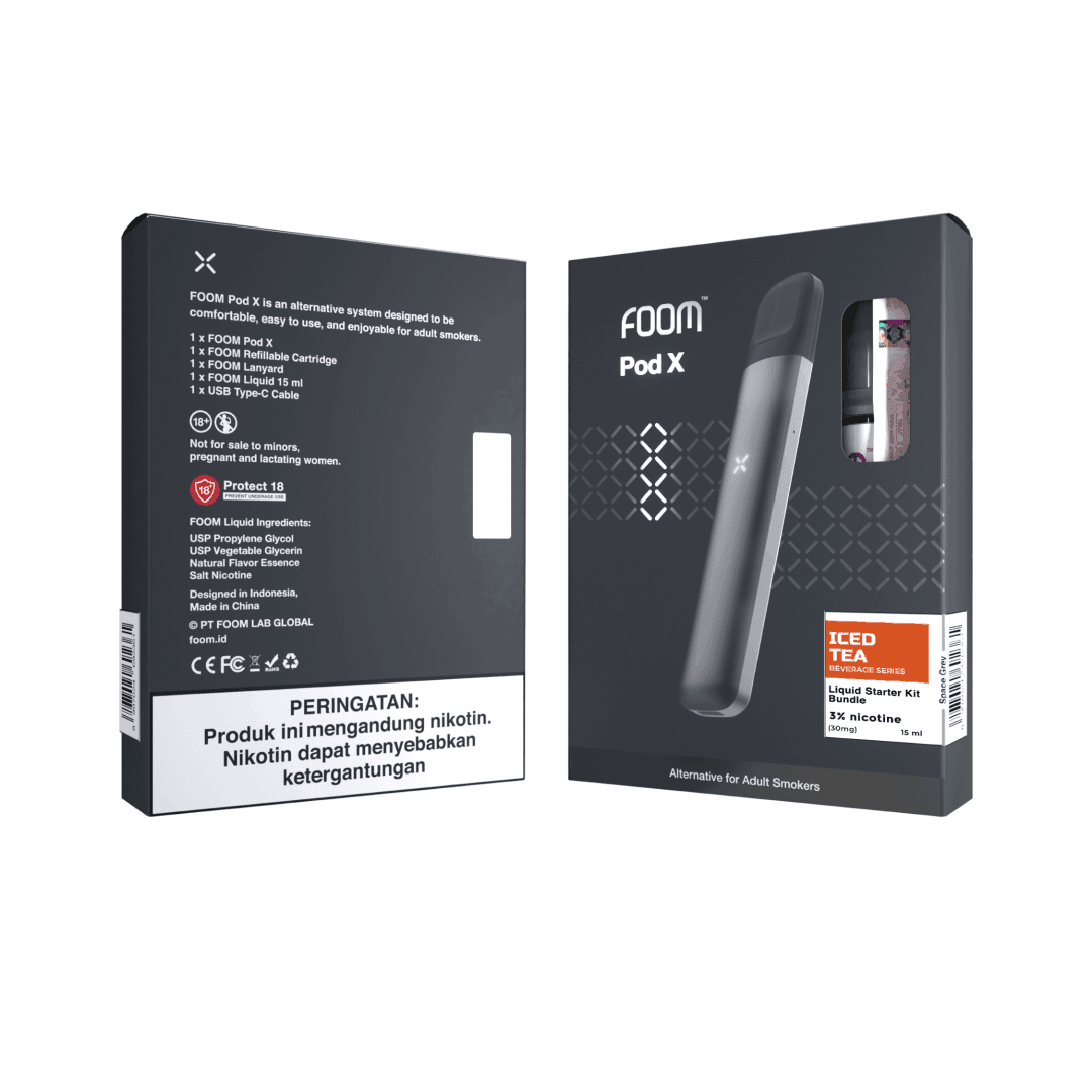 Pod X SPACE GRAY Bundling Iced Tea 15 ml | Liquid Vape Salt Nic Enak dan Pods Vape Terbaik - FOOM