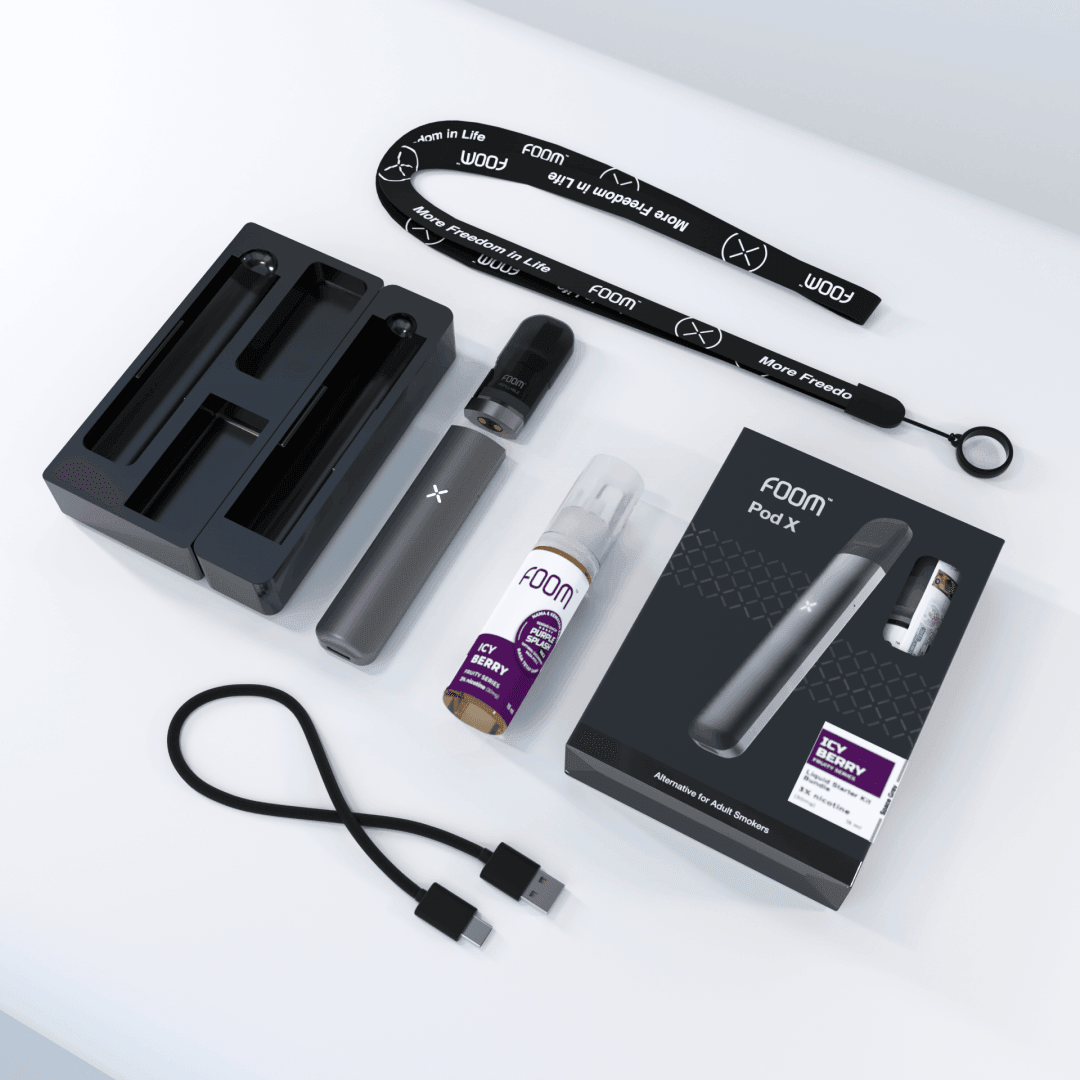 Pod X SPACE GRAY Bundling Icy Berry 15 ml | Liquid Vape Salt Nic Enak dan Pods Vape Terbaik - FOOM