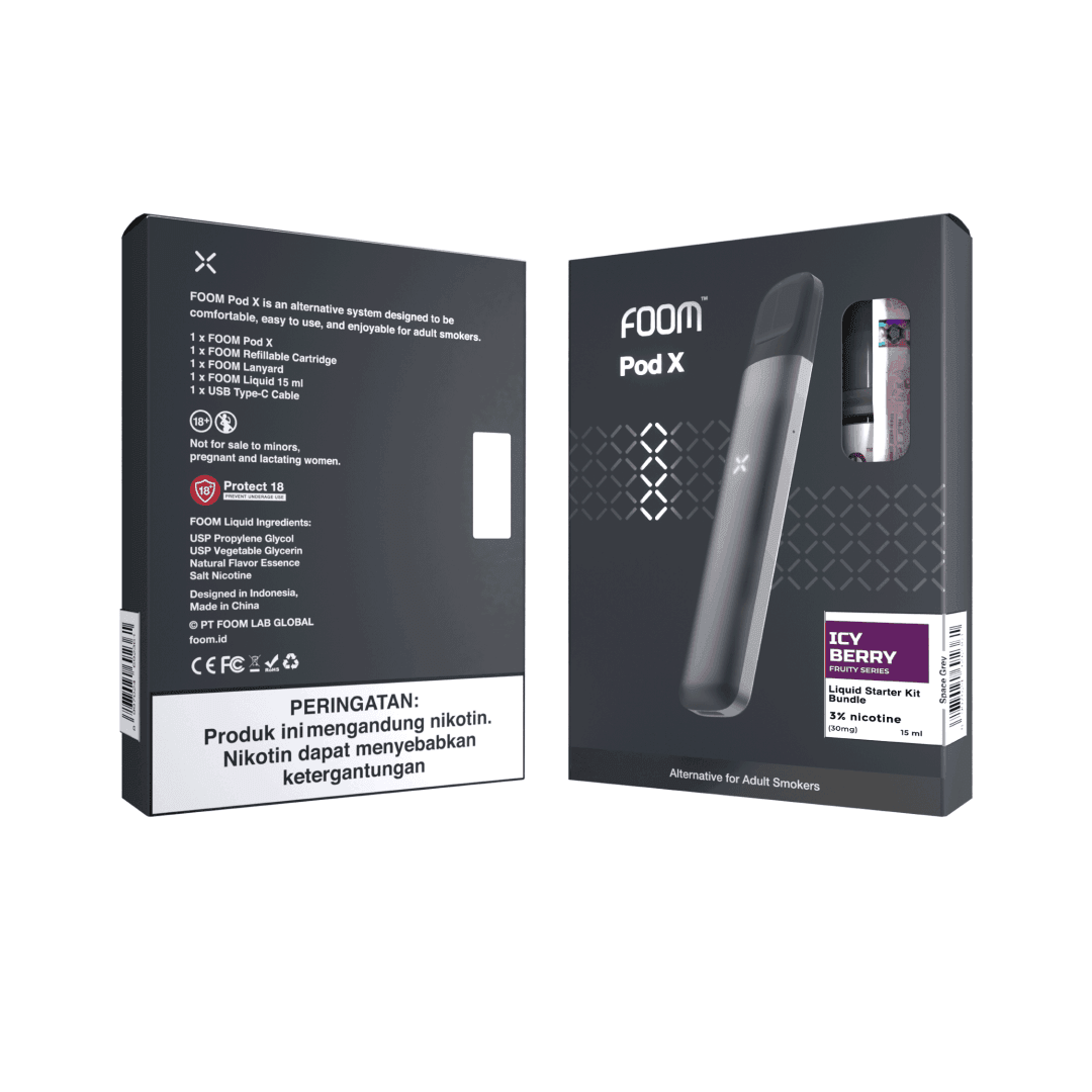 Pod X SPACE GRAY Bundling Icy Berry 15 ml | Liquid Vape Salt Nic Enak dan Pods Vape Terbaik - FOOM