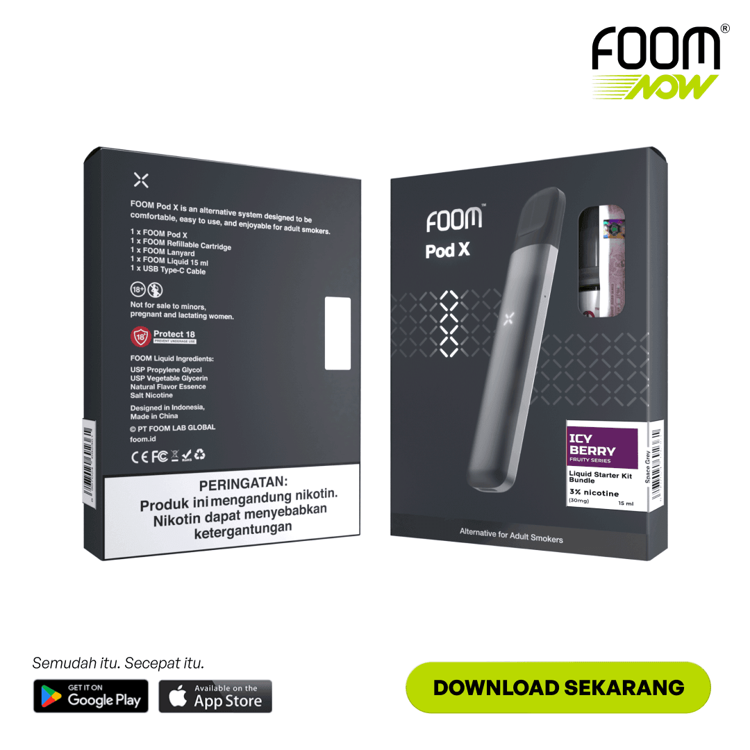 Pod X SPACE GRAY Bundling Liquid 15 ml | Liquid Vape Salt Nic Enak dan Pods Vape Terbaik - FOOM