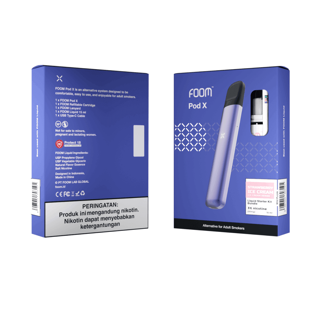 Pod X WILD PURPLE Bundling Strawberry Ice Cream 15 ml | Liquid Vape Salt Nic Enak dan Pods Vape Terbaik - FOOM