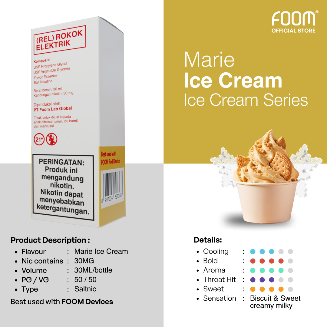 Marie Ice Cream - Ice Cream Series FLOOID | FOOM Liquid Vape Salt Nic Terenak dan Pod Vape Terbaik