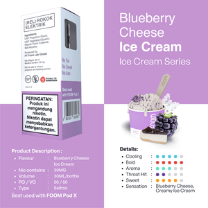 BLUEBERRY CHEESE ICE CREAM - [Ice Cream Series] | Liquid Vape Terenak dan Pods Vape Terbaik | FOOM