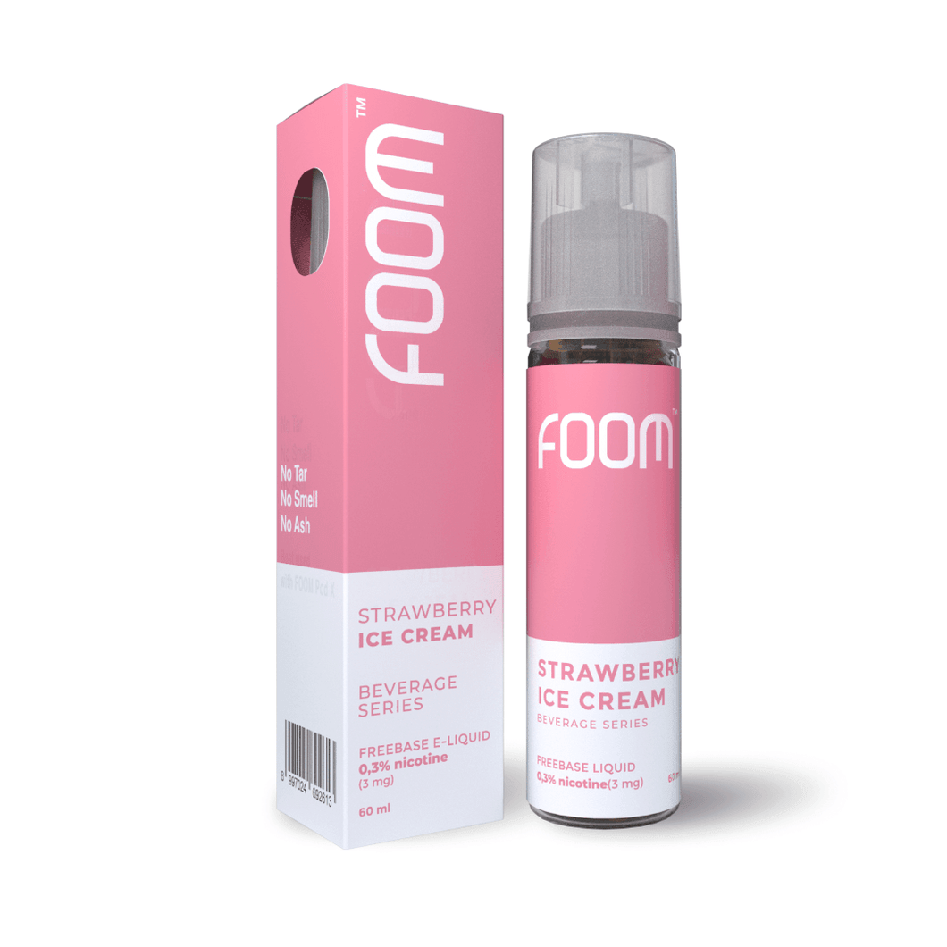 FOOM BEVERAGE SERIES - Strawberry Ice Cream [Freebase] | Liquid Vape Terenak dan Pods Vape Terbaik | FOOM