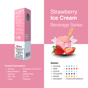 FOOM BEVERAGE SERIES - Strawberry Ice Cream [Freebase] | Liquid Vape Terenak dan Pods Vape Terbaik | FOOM