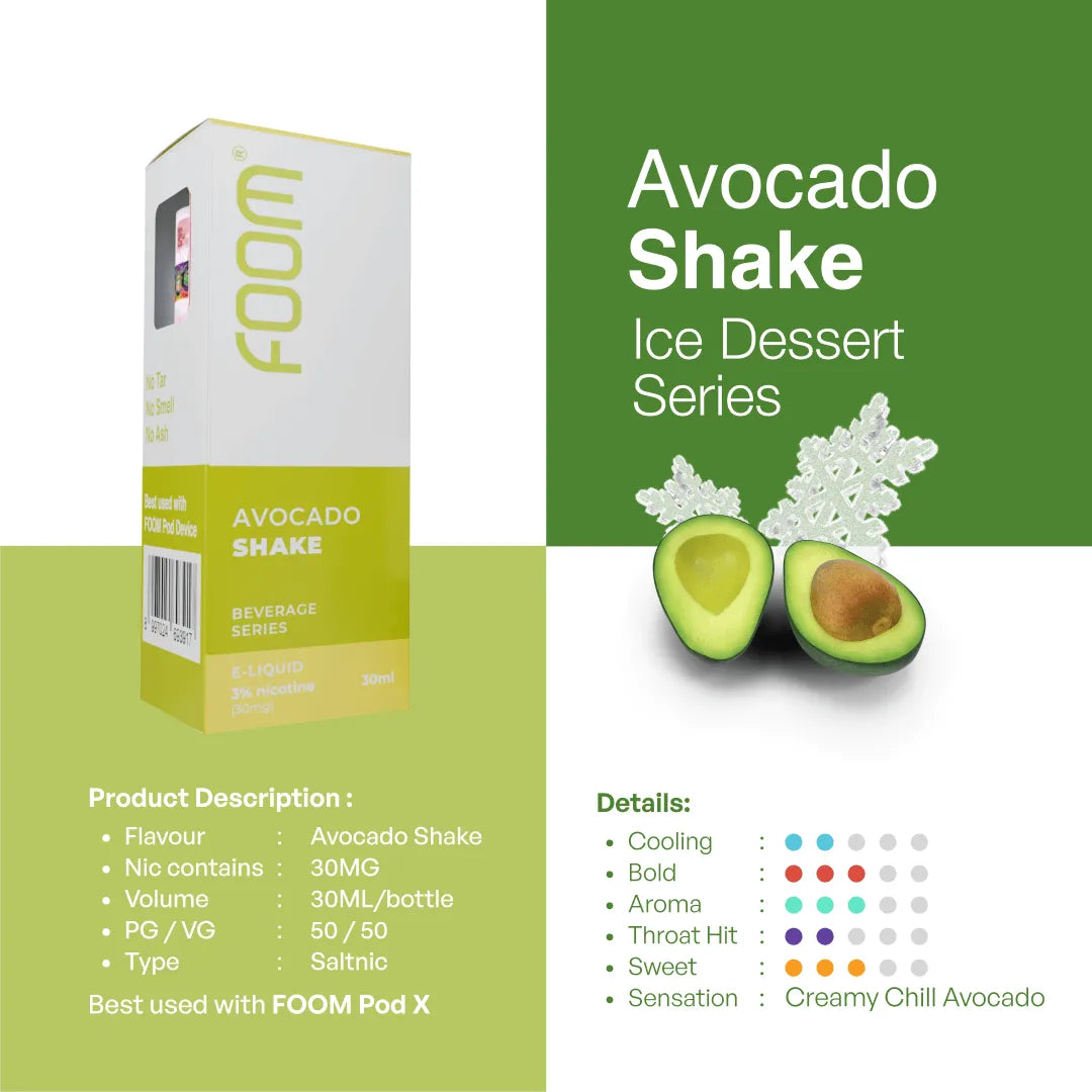 Liquid AVOCADO SHAKE - [Beverage Series] | Liquid Vape Salt Nic Enak dan Pods Vape Terbaik - FOOM