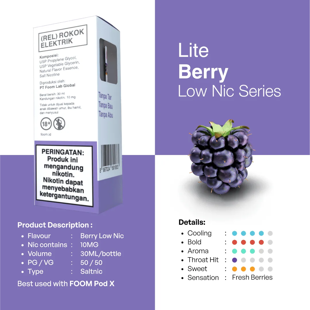Liquid BERRY - [Lite Series] | Liquid Vape Salt Nic Enak dan Pods Vape Terbaik - FOOM