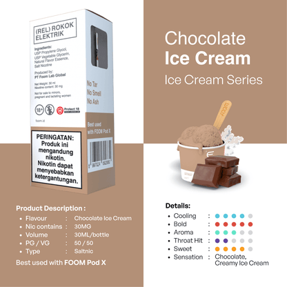 Liquid CHOCOLATE ICE CREAM - [Ice Cream Series] | Liquid Vape Salt Nic Enak dan Pods Vape Terbaik - FOOM