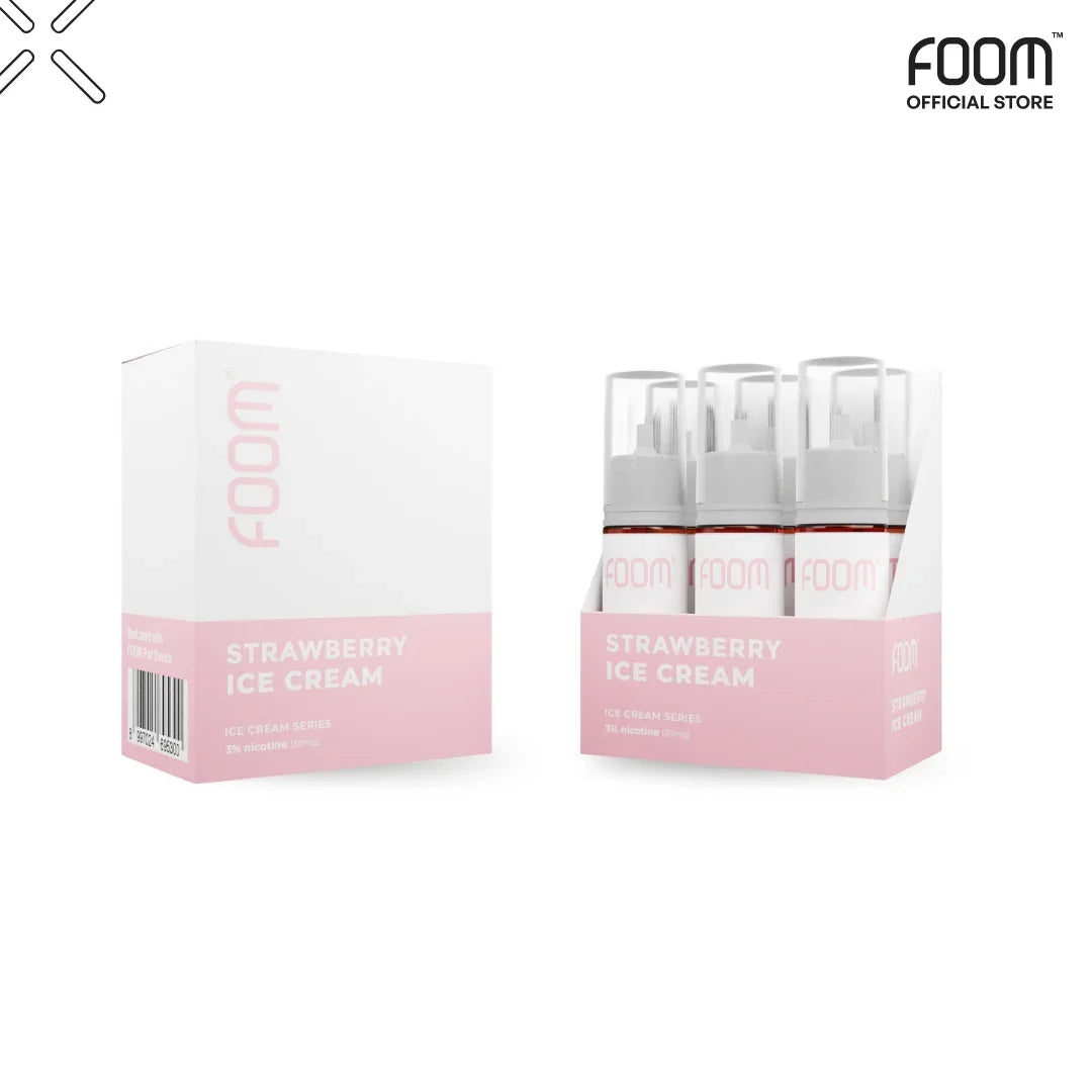LIQUID FOOM STRAWBERRY ICE CREAM - 15ML SERIES | Liquid Vape Salt Nic Enak dan Pods Vape Terbaik - FOOM
