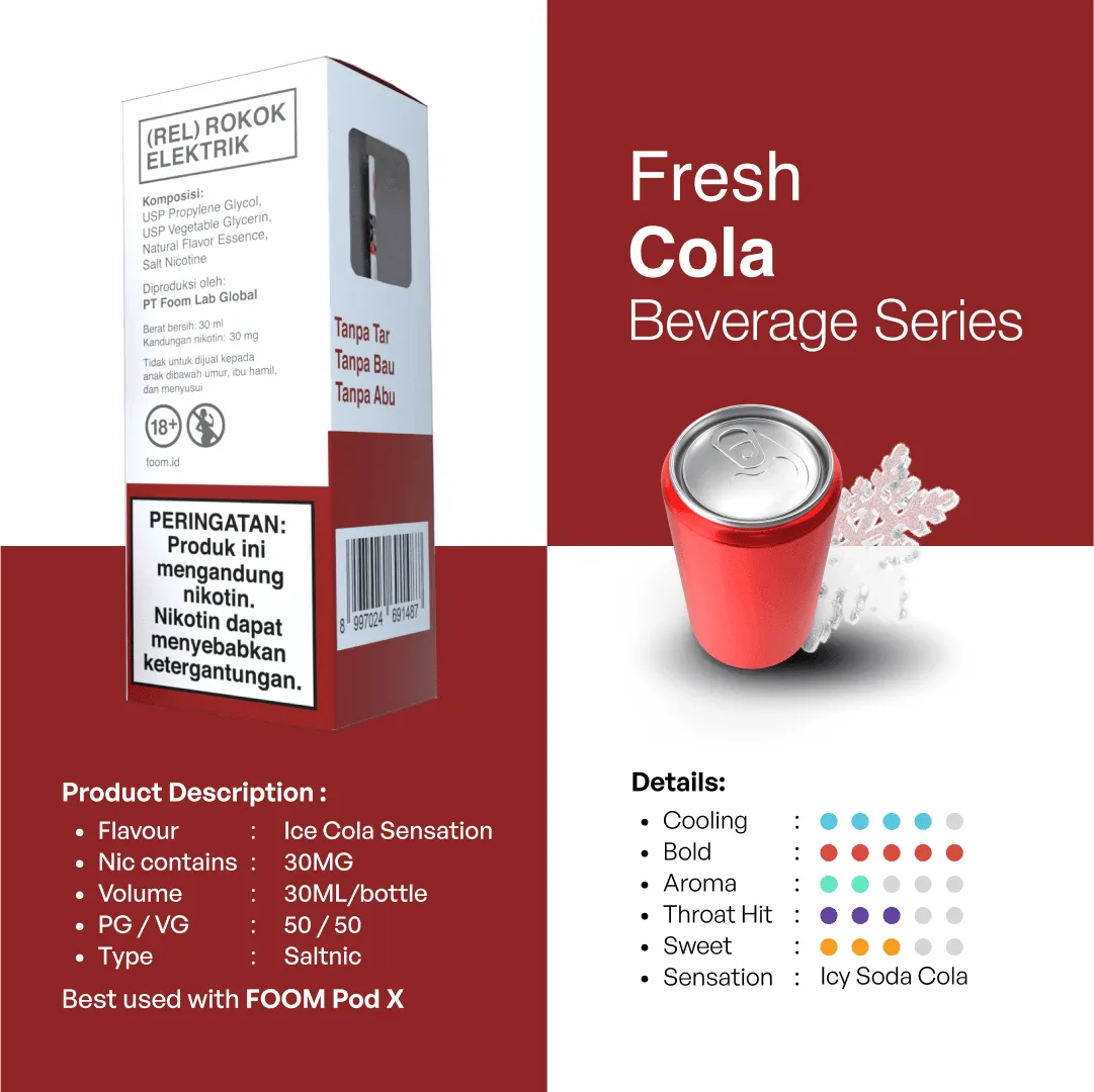 Liquid FRESH COLA - [Beverage Series] | Liquid Vape Salt Nic Enak dan Pods Vape Terbaik - FOOM