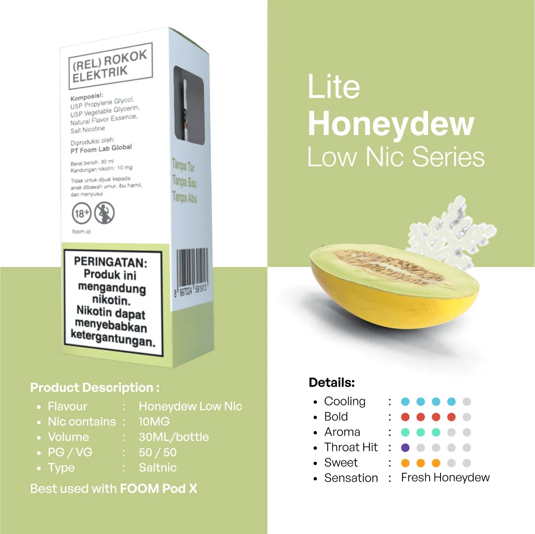 Liquid HONEYDEW - [Lite Series] | Liquid Vape Salt Nic Enak dan Pods Vape Terbaik - FOOM