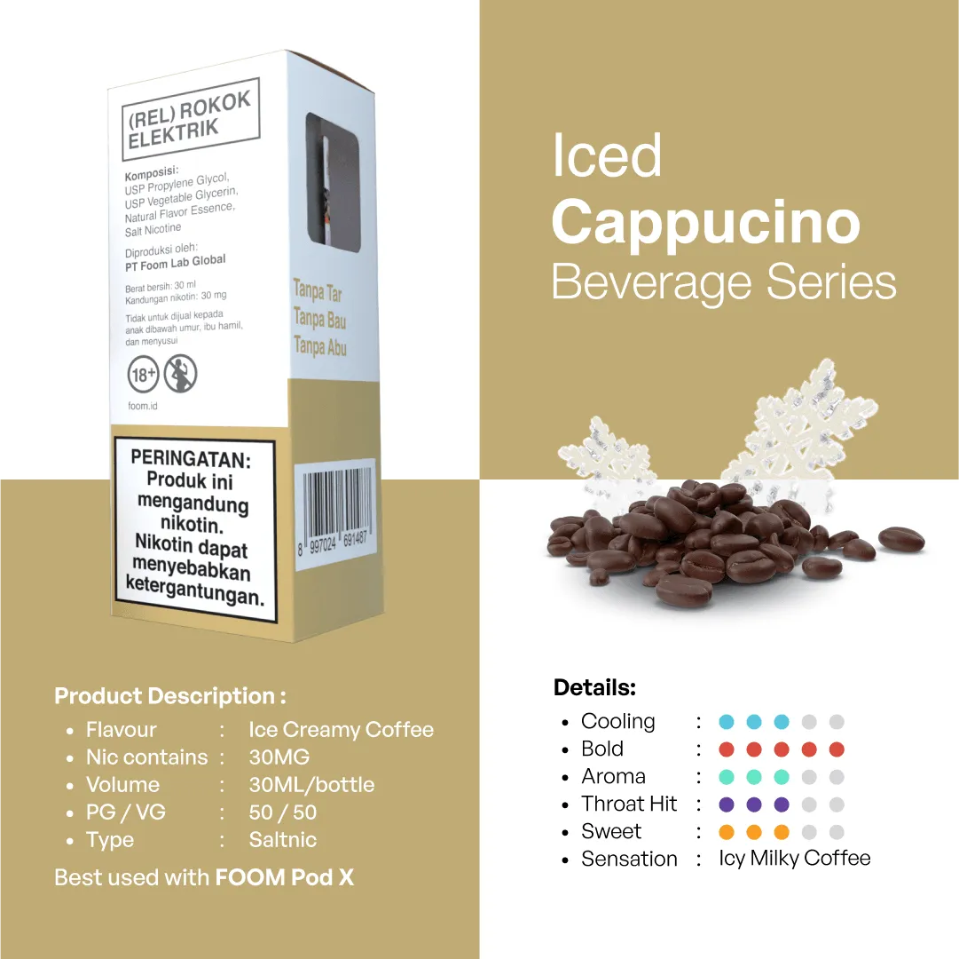 Liquid ICED CAPPUCCINO - [Beverage Series] | Liquid Vape Salt Nic Enak dan Pods Vape Terbaik - FOOM