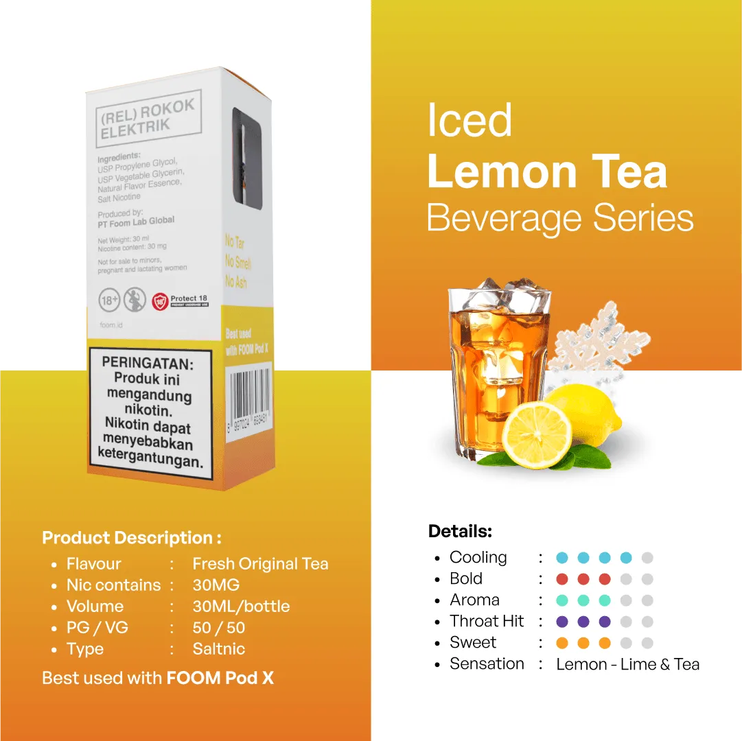Liquid ICED LEMON TEA -[Tea Series] | Liquid Vape Salt Nic Enak dan Pods Vape Terbaik - FOOM