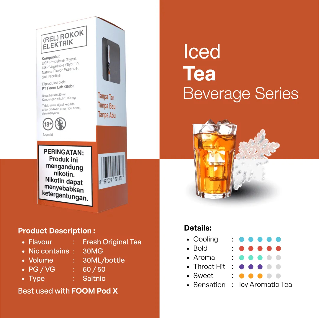 Liquid ICED TEA - [Beverage Series] | Liquid Vape Salt Nic Enak dan Pods Vape Terbaik - FOOM