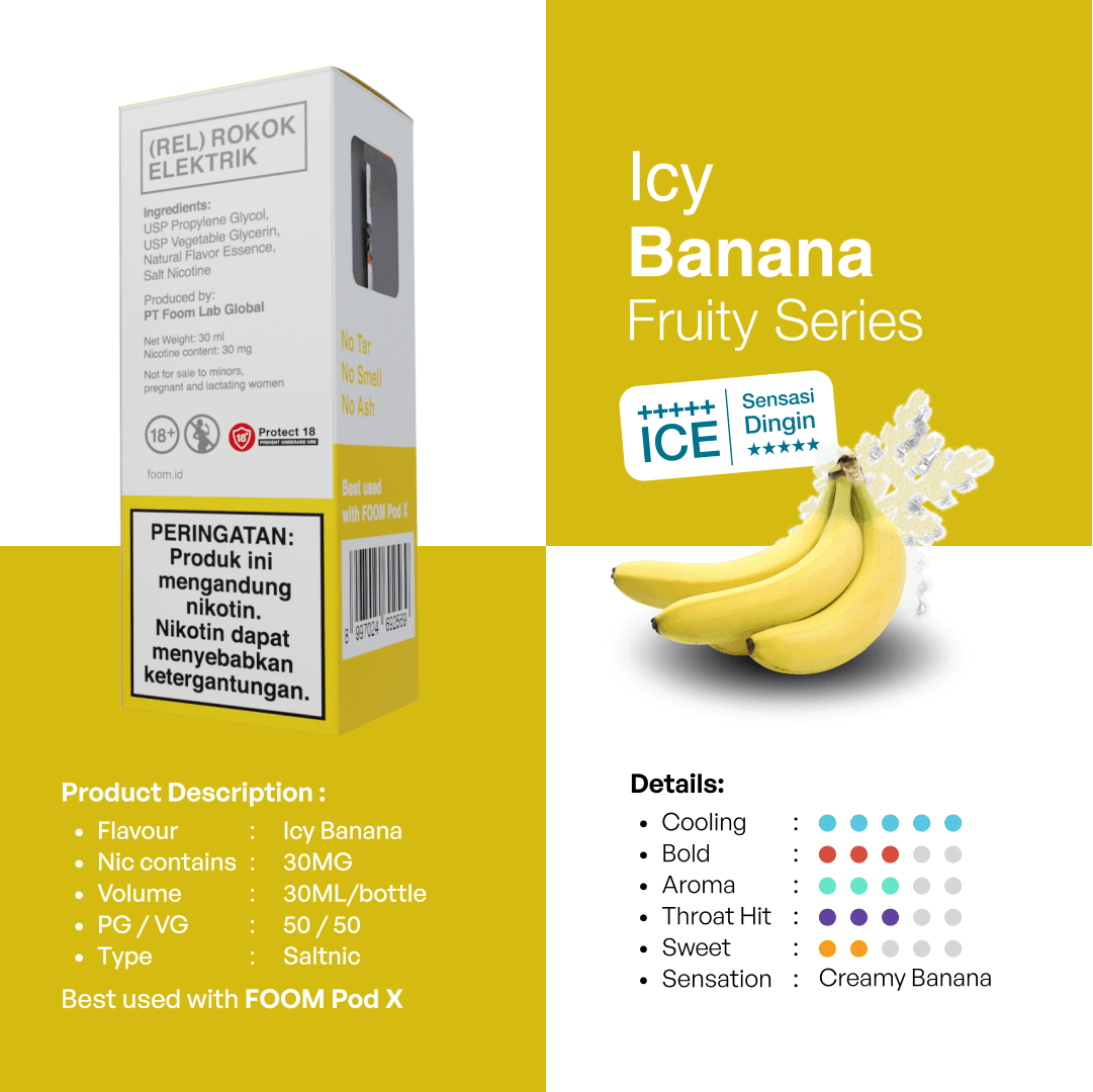 Liquid ICY BANANA - [Icy Series] | Liquid Vape Salt Nic Enak dan Pods Vape Terbaik - FOOM