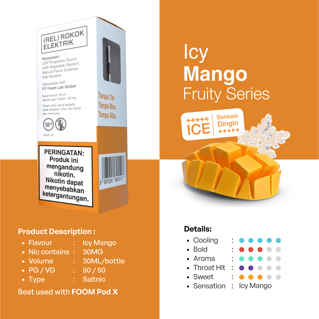 Liquid vape rasa mangga Icy Mango – Fruity Series V2 FOOM