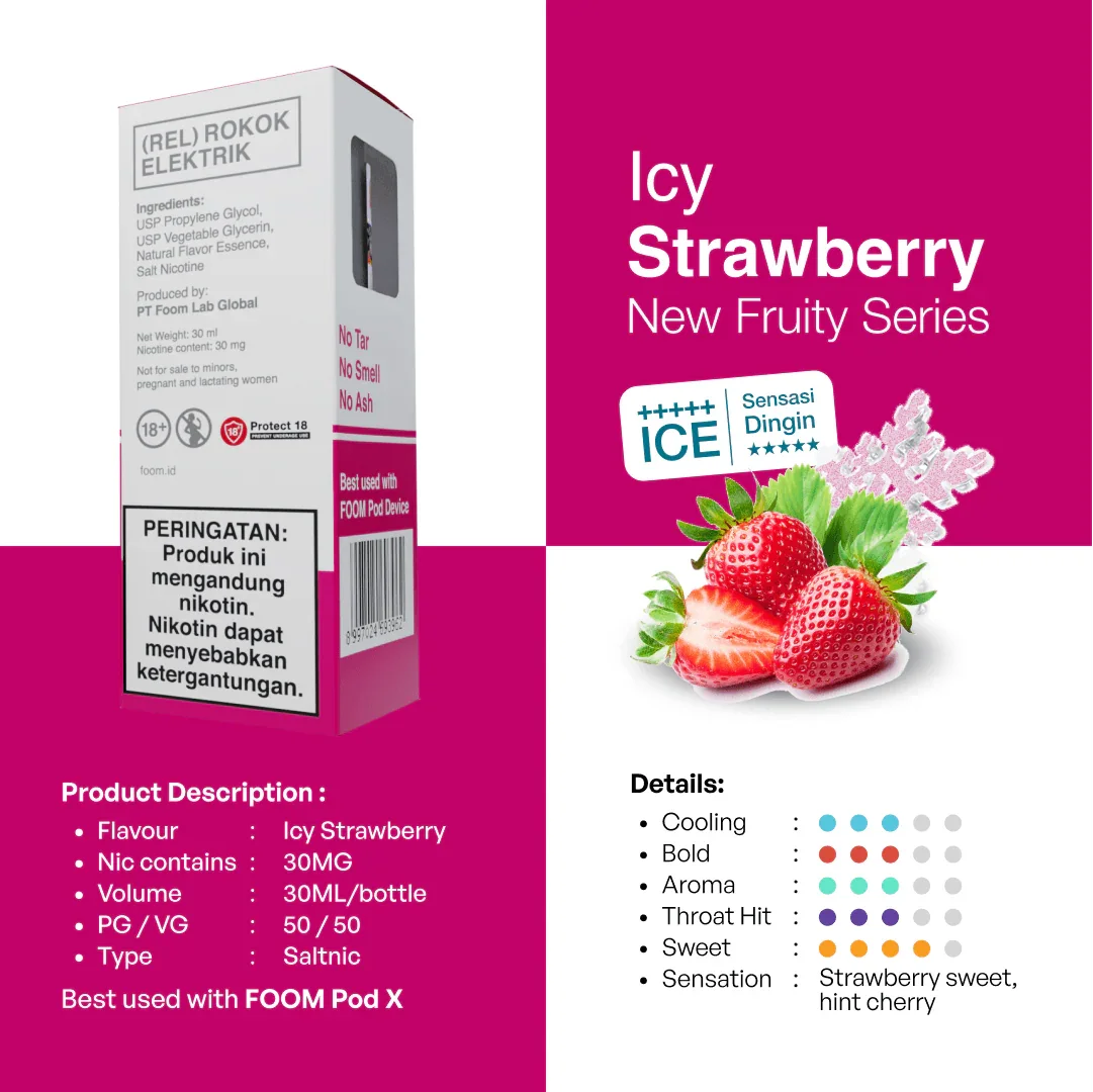 Liquid ICY STRAWBERRY - Liquid Vape Rasa Strawberry | FOOM