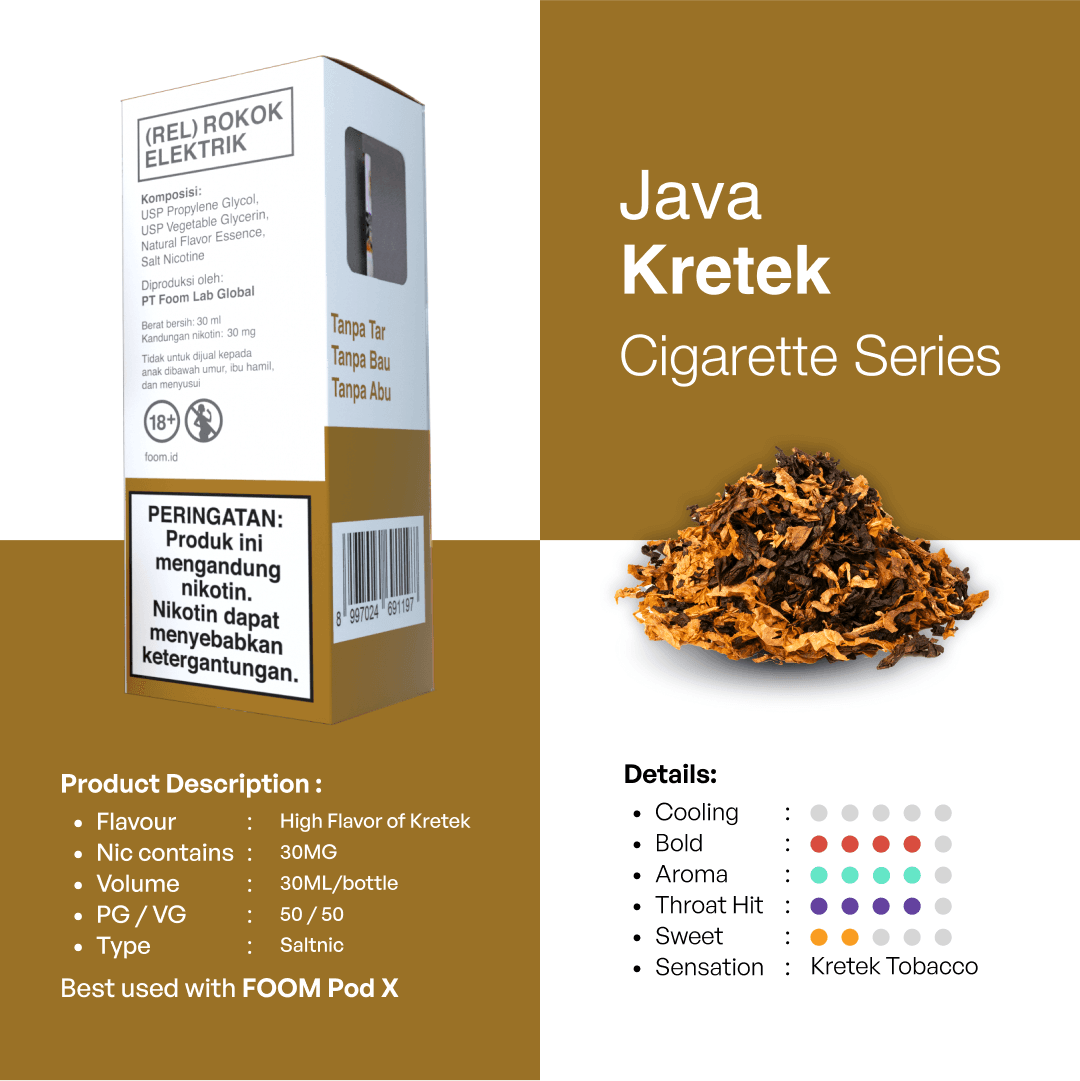 Liquid JAVA KRETEK VOL 2 - [Cig Series] | Liquid Vape Salt Nic Enak dan Pods Vape Terbaik - FOOM