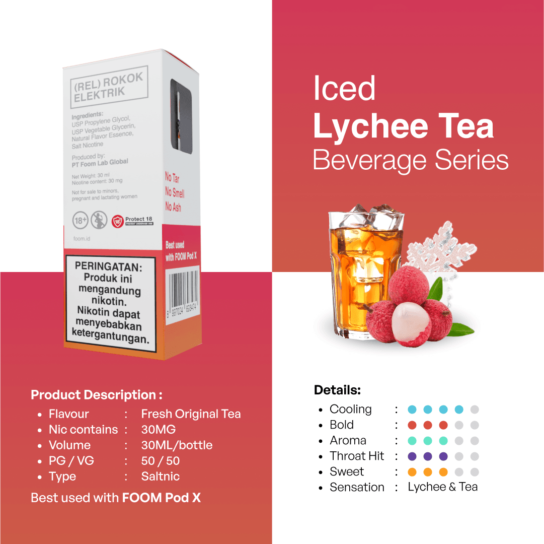 Liquid LYCHEE TEA - [Tea Series] | Liquid Vape Salt Nic Enak dan Pods Vape Terbaik - FOOM