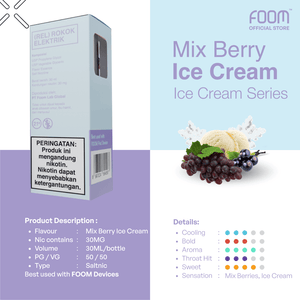 Liquid MIX BERRY ICE CREAM - [Ice Cream Series Flooid] | Liquid Vape Terenak dan Pods Vape Terbaik | FOOM