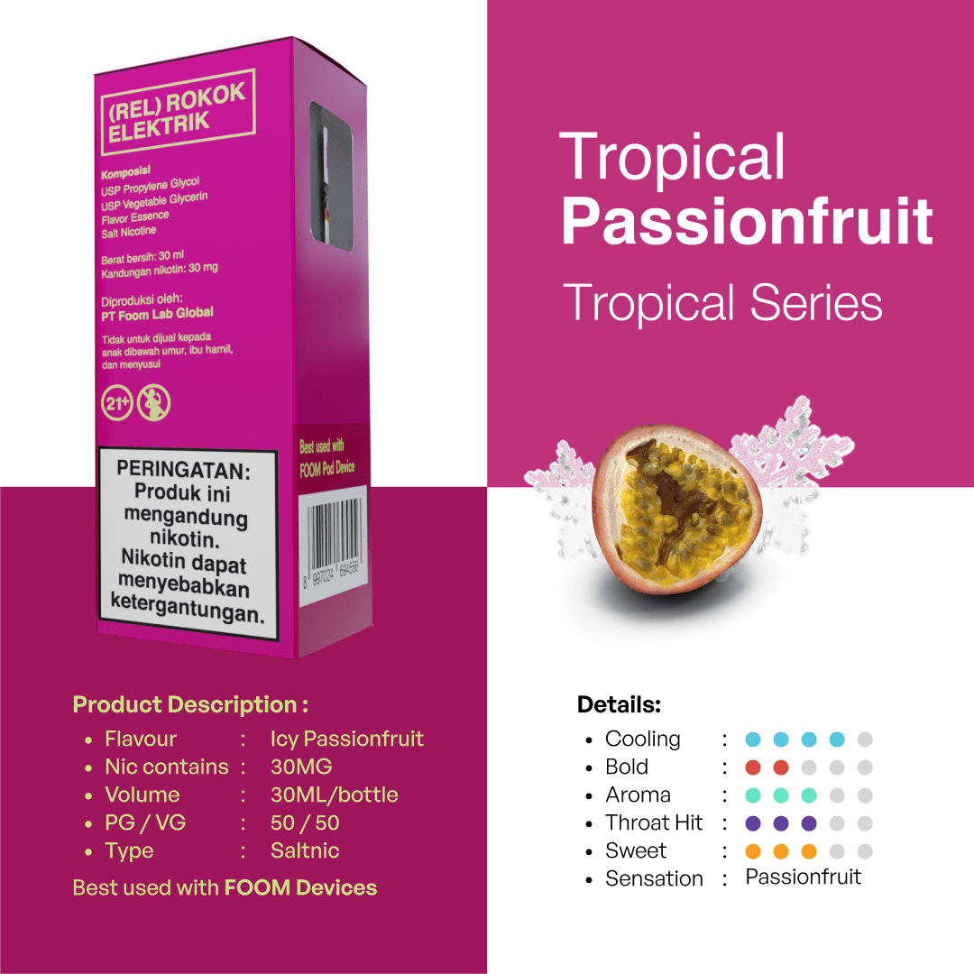 Liquid PASSIONFRUIT - [Tropical Series Flooid] | Liquid Vape Salt Nic Enak dan Pods Vape Terbaik - FOOM