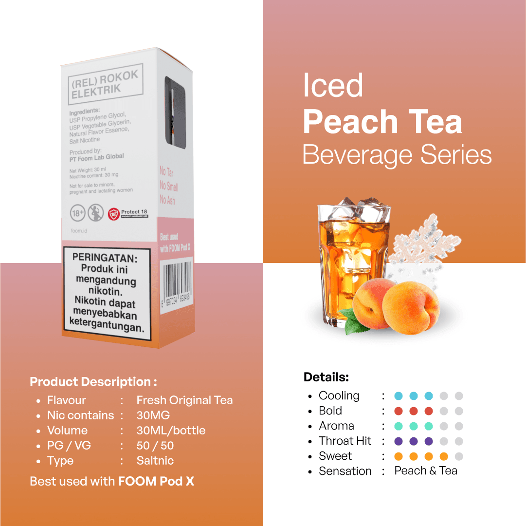 Liquid PEACH TEA - [Tea Series] | Liquid Vape Salt Nic Enak dan Pods Vape Terbaik - FOOM