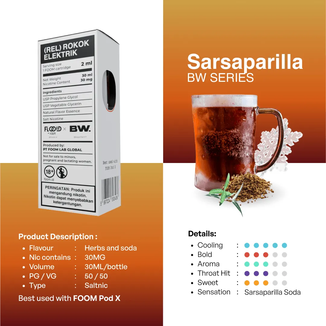 Liquid SARSAPARILLA - [Liquid FOOM x BW Series] | Liquid Vape Salt Nic Enak dan Pods Vape Terbaik - FOOM