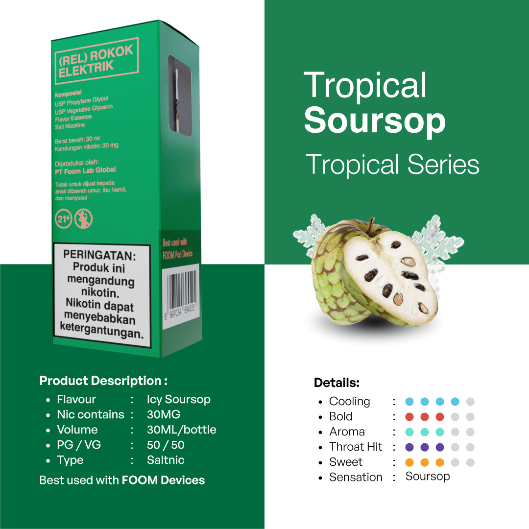 Liquid SOURSOP - [Tropical Series Flooid] | Liquid Vape Salt Nic Enak dan Pods Vape Terbaik - FOOM