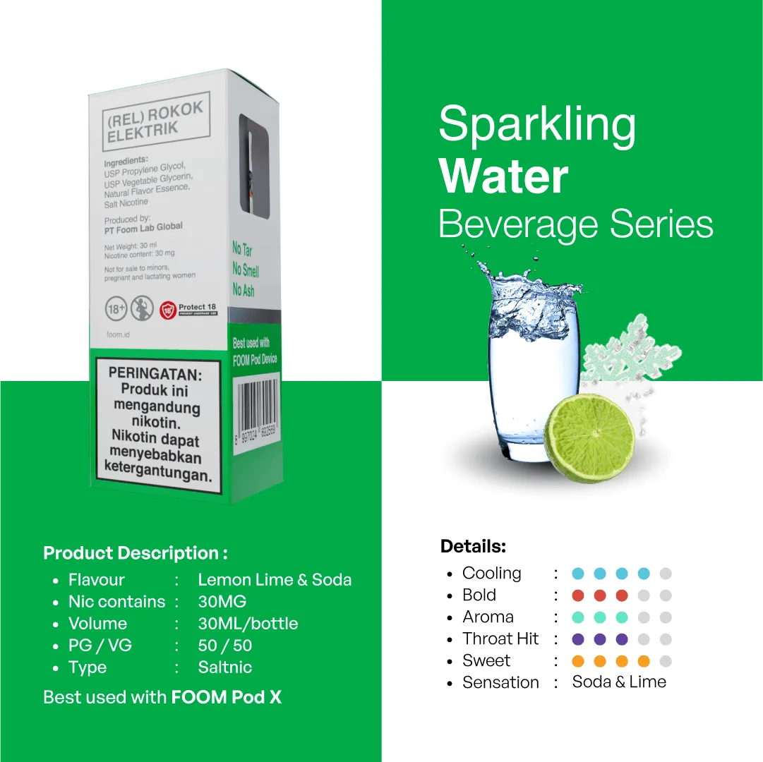 Liquid SPARKLING WATER - [Beverage Series] | Liquid Vape Salt Nic Enak dan Pods Vape Terbaik - FOOM