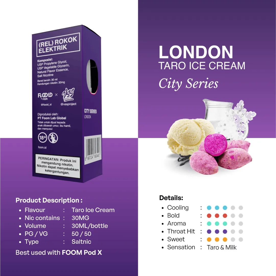 LONDON - LIQUID FLOOID VSS CITY SERIES | Liquid Vape Salt Nic Enak dan Pods Vape Terbaik - FOOM