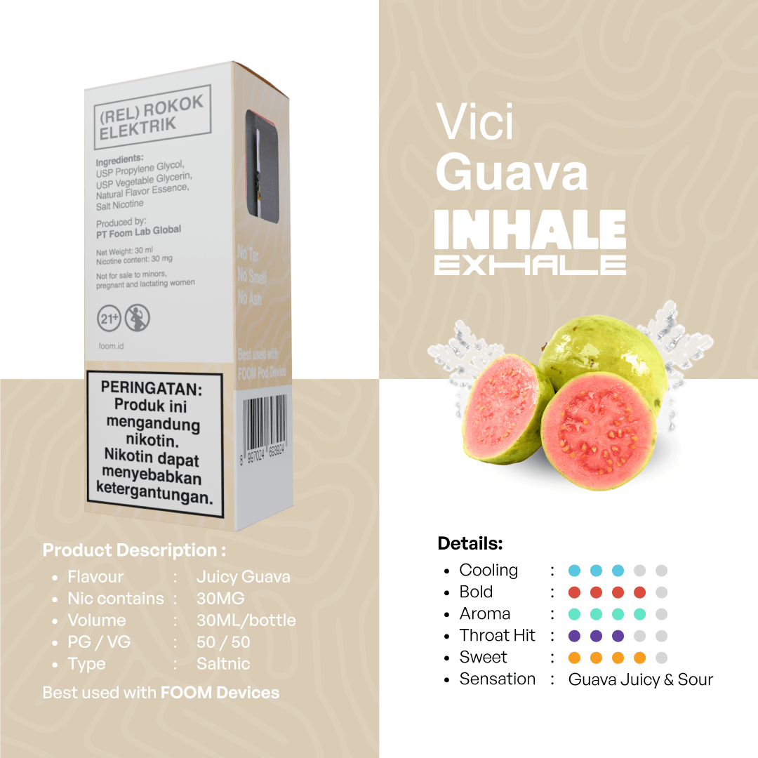 [NEW] VICI GUAVA - WG Inhale Exhale Series | Liquid Vape Salt Nic Enak dan Pods Vape Terbaik - FOOM