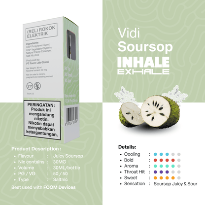 [NEW] VIDI SOURSOP - WG Inhale Exhale Series | Liquid Vape Salt Nic Enak dan Pods Vape Terbaik - FOOM