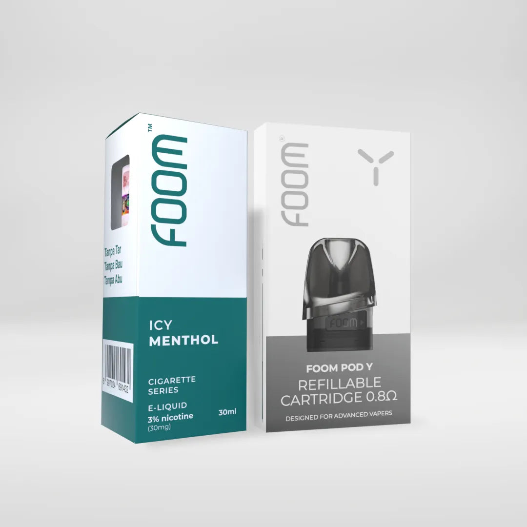 Paket Bulanan Cartridge Pod Y + Liquid | Liquid Vape Salt Nic Enak dan Pods Vape Terbaik - FOOM