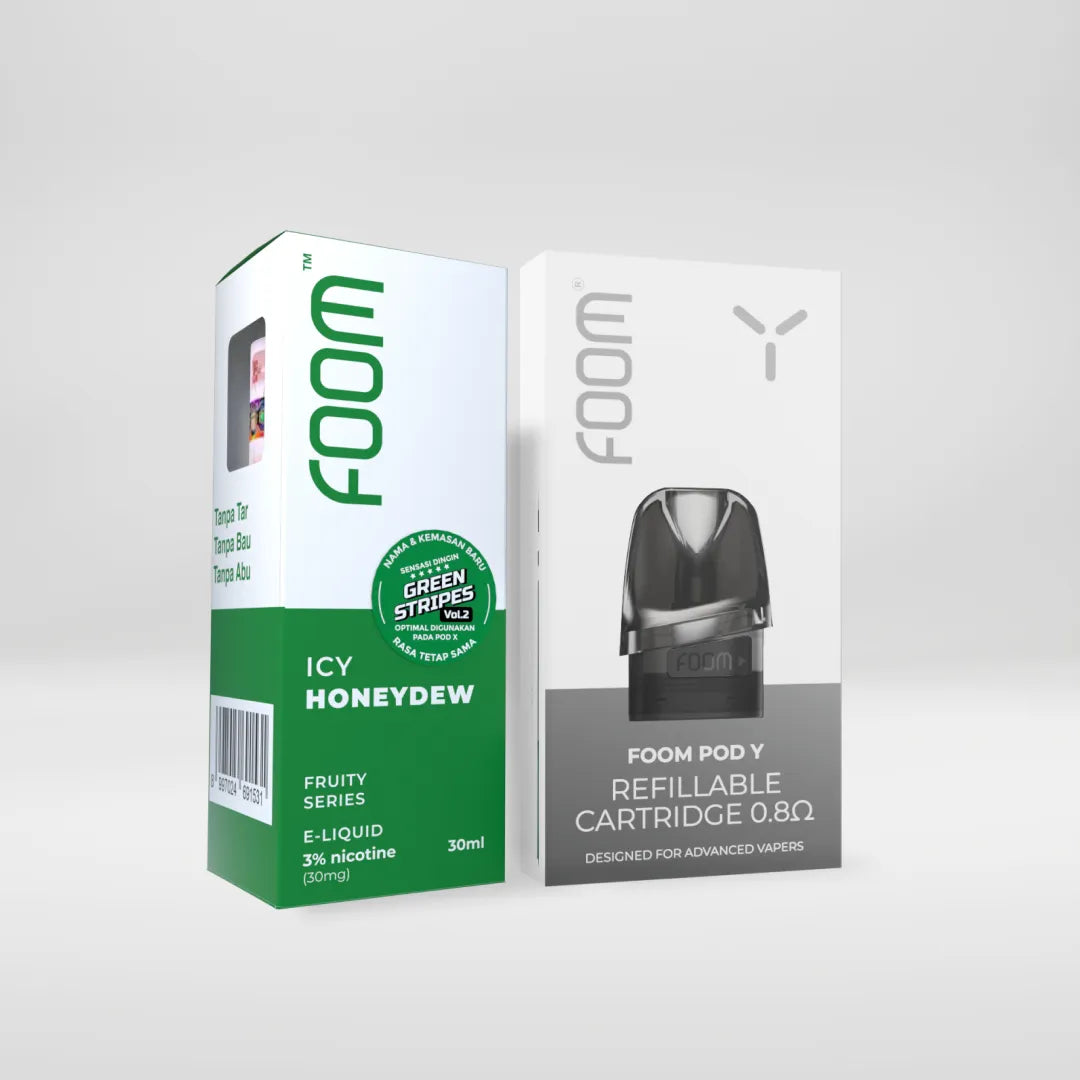 Paket Bulanan Cartridge Pod Y + Liquid | Liquid Vape Salt Nic Enak dan Pods Vape Terbaik - FOOM