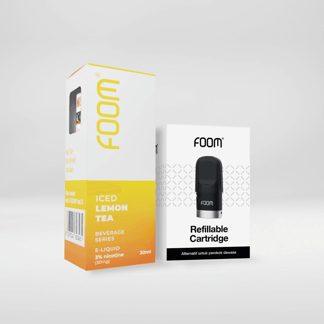 Paket Bulanan FOOM Cartridge + Liquid Tea Series | Liquid Vape Salt Nic Enak dan Pods Vape Terbaik - FOOM