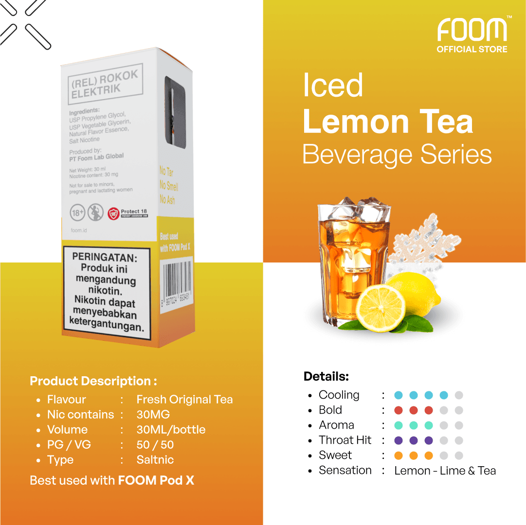 Paket Bulanan FOOM Cartridge + Liquid Tea Series | Liquid Vape Salt Nic Enak dan Pods Vape Terbaik - FOOM