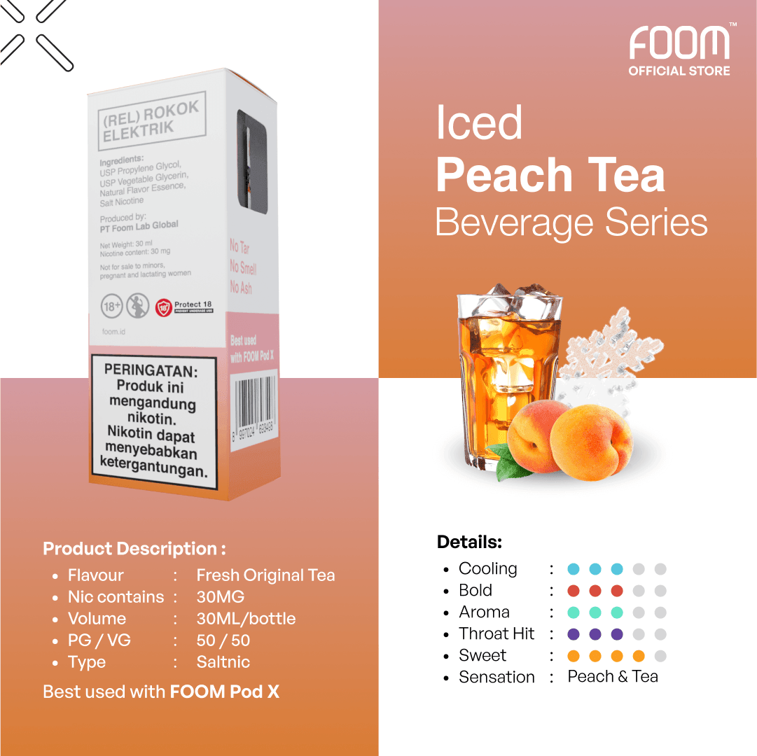 Paket Bulanan FOOM Cartridge + Liquid Tea Series | Liquid Vape Salt Nic Enak dan Pods Vape Terbaik - FOOM
