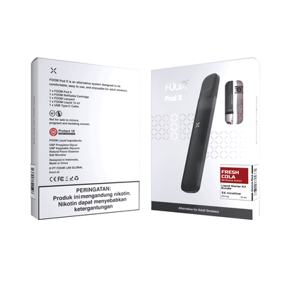 Pod X ABSOLUTE BLACK Bundling Fresh Cola 15 ml | Liquid Vape Salt Nic Enak dan Pods Vape Terbaik - FOOM