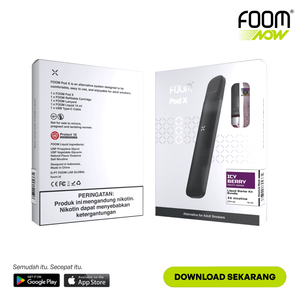 Pod X ABSOLUTE BLACK Bundling Icy Berry 15 ml | Liquid Vape Terenak dan Pods Vape Terbaik | FOOM