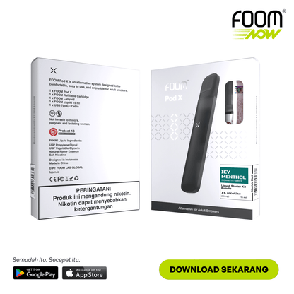 Pod X ABSOLUTE BLACK Bundling Icy Menthol 15 ml | Liquid Vape Salt Nic Enak dan Pods Vape Terbaik - FOOM